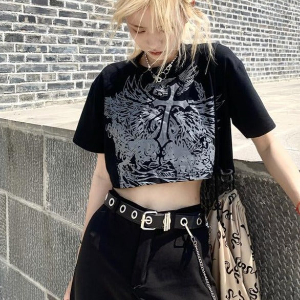 Barbed Wire Crop Top / Long Sleeve - Designed By Squeaky Chimp T