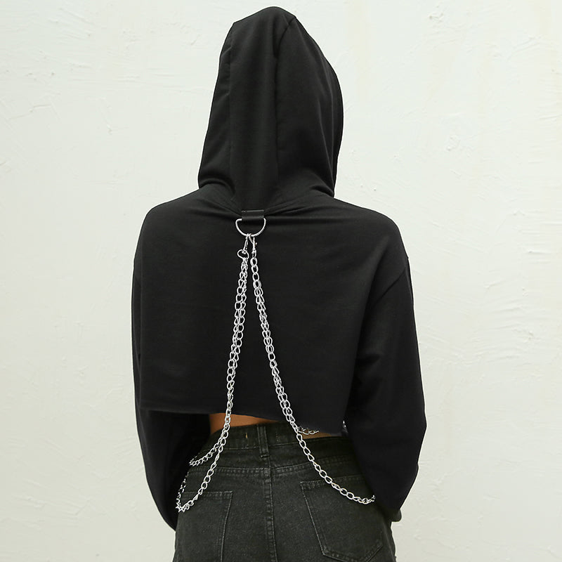 Exxtra Crop Chained Hoodie AlienMood